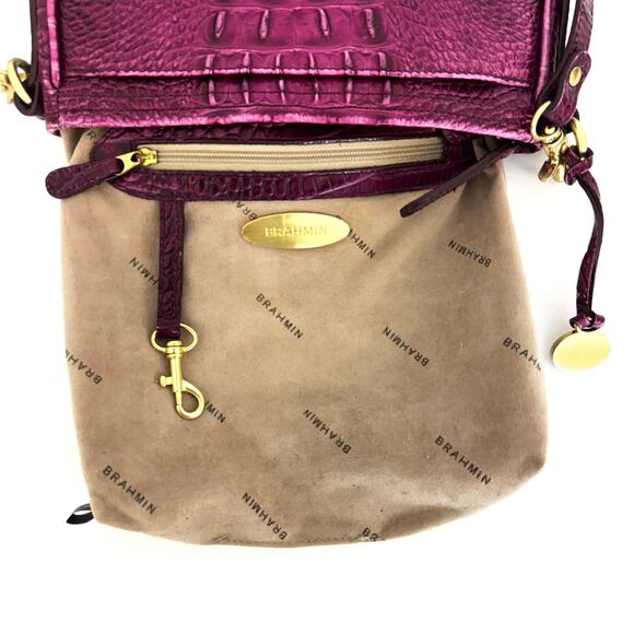 Brahmin Cleo Crossbody Bag Dewberry Berry Pink Embossed Leather - Picture 10 of 13